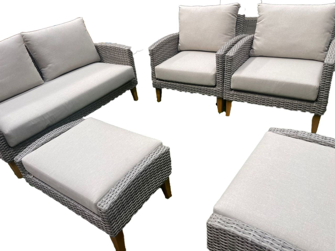 SIENA 6 Piece White + White Cushions Outdoor Lounge Set