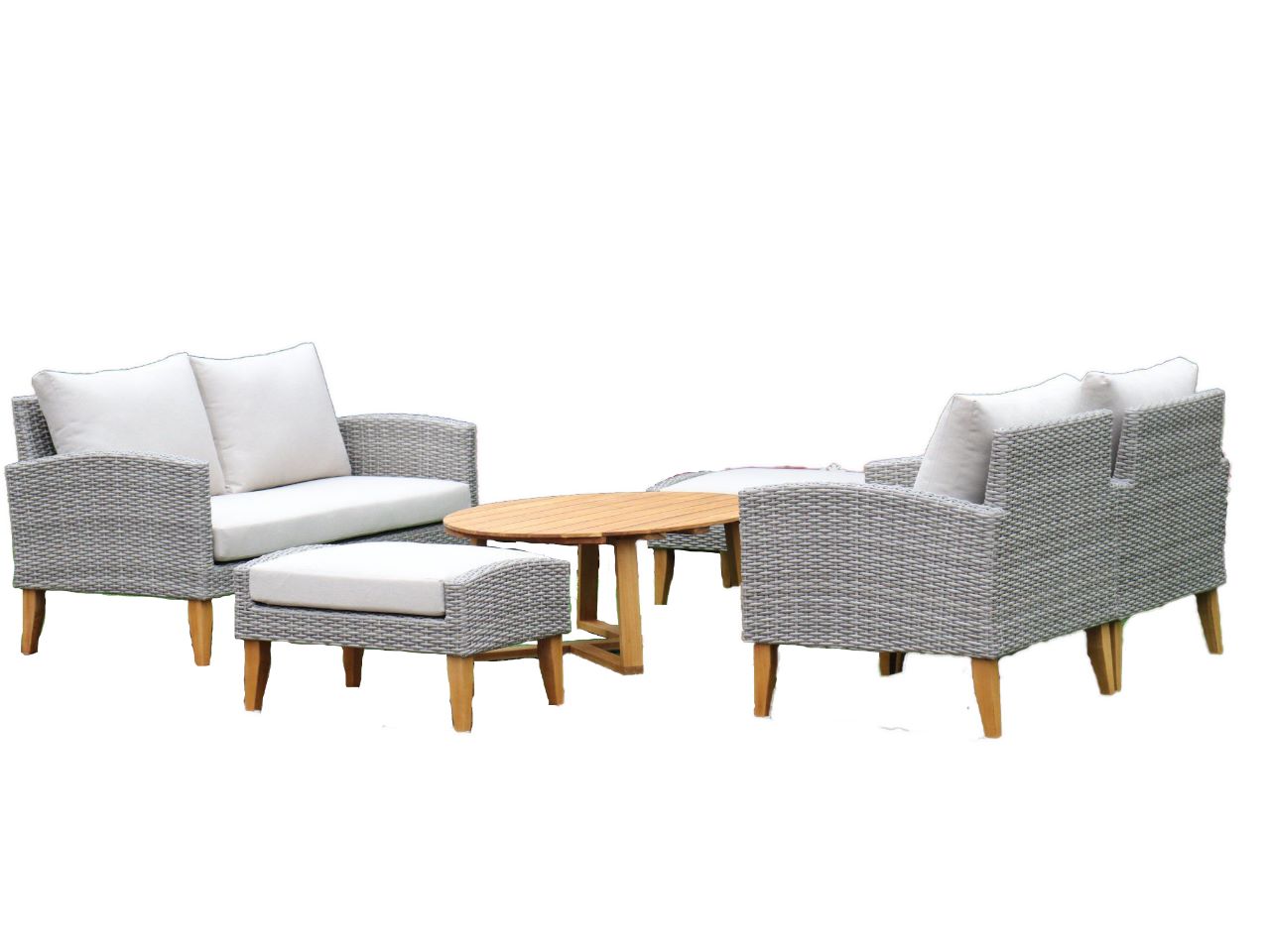 SIENA 6 Piece White + White Cushions Outdoor Lounge Set