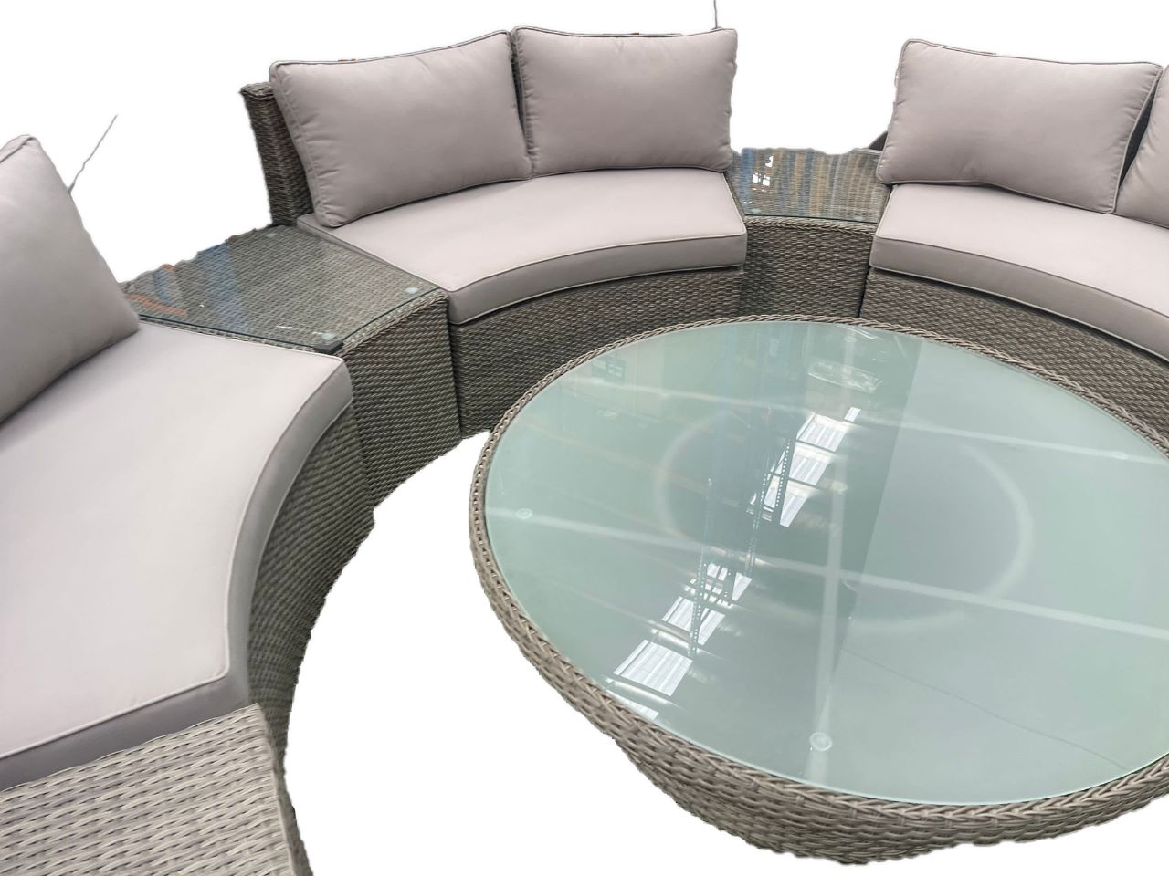 KABUL HALF MOON SOFA SET Aluminium Outdoor Lounge Setting — Black or White