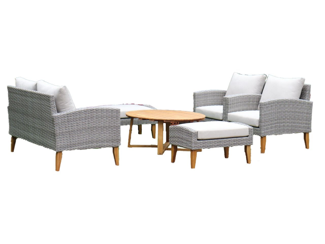 SIENA 6 Piece White + White Cushions Outdoor Lounge Set