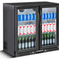 Tropical Rated Triple Glazed 208L Double Door Under-bench Commercial Bar Wine Fridge Drinks Chiller in Black