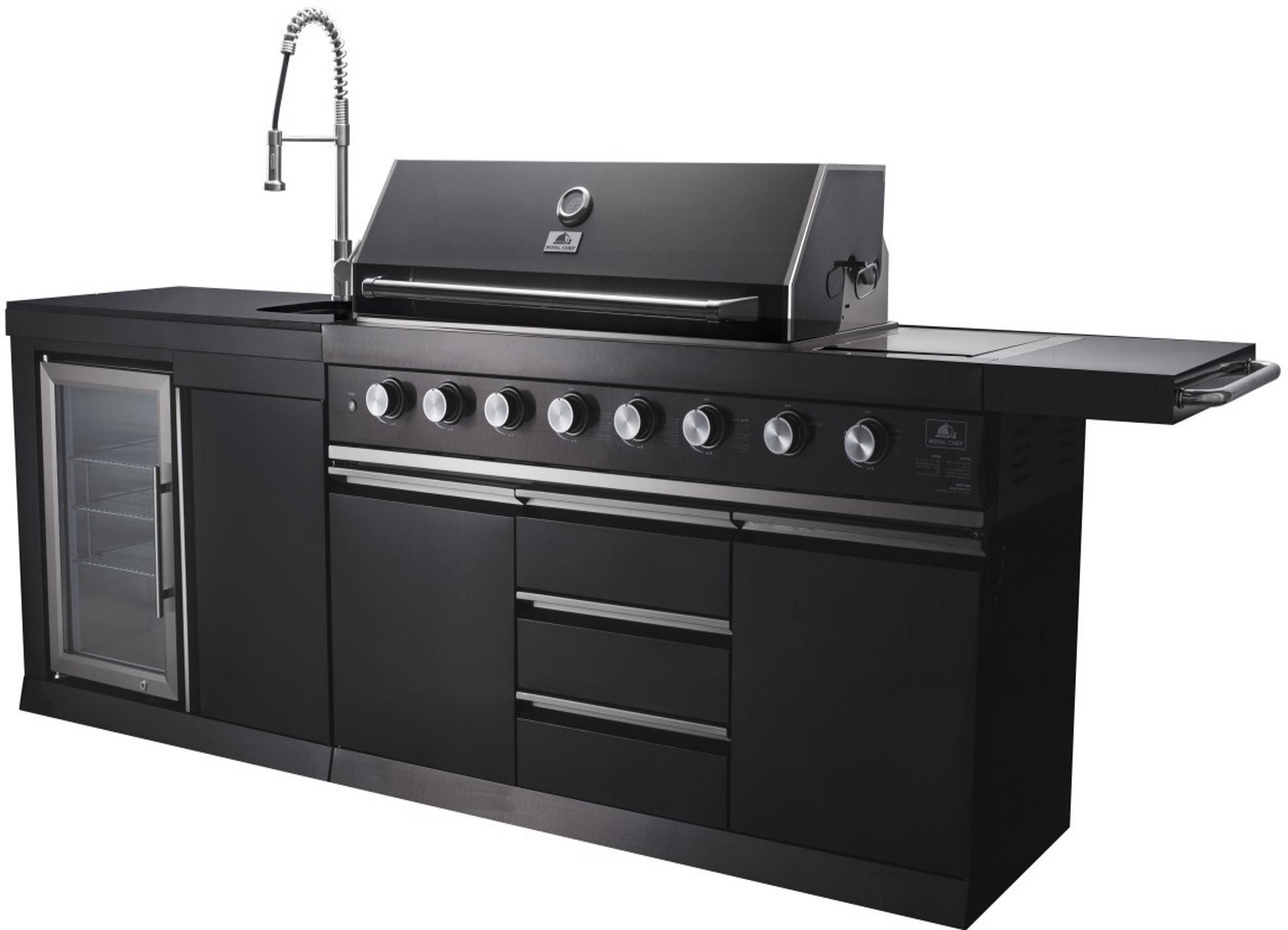 Macelleria Professional 6 Burner Outdoor Kitchen BBQ | Black High Grade #304 Stainless Steel