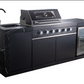 Floor Stock Rockpool Black 4B + Wok: Designer Black Outdoor BBQ Kitchen Package inc Fridge & Sink