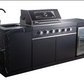 Rockpool Black 4B + Wok: Designer Black Outdoor BBQ Kitchen Package inc Fridge & Sink