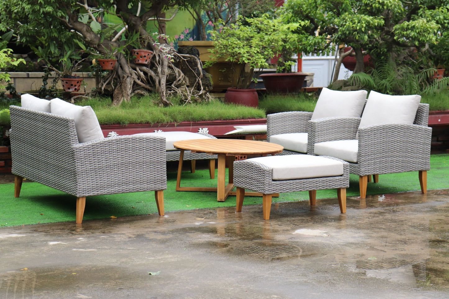 SIENA 6 Piece White + White Cushions Outdoor Lounge Set