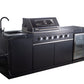 Floor Stock Rockpool Black 4B + Wok: Designer Black Outdoor BBQ Kitchen Package inc Fridge & Sink