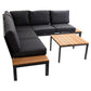 Outdoor Havana Package In Black - Outdoor Aluminium & Acacia Modular Corner Lounge Black Aluminium with Black Fabric