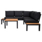 Outdoor Havana Package In Black - Outdoor Aluminium & Acacia Modular Corner Lounge Black Aluminium with Black Fabric